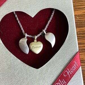 Silver and Gold Heart Trio Necklace
